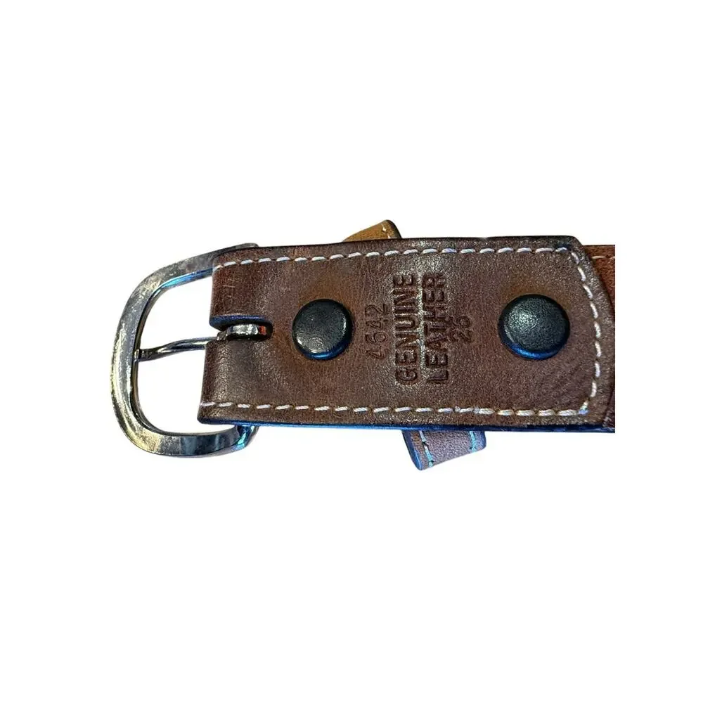 3D Youth Size 26 Western Tooled Leather & Calfhair Belt with Decorative Trim
